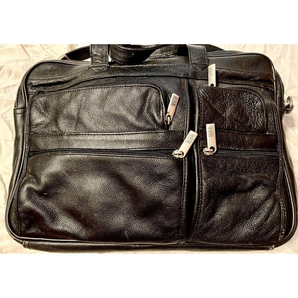 Vintage 90s Bill Blass Expandable Black Multi Use Laptop Messenger Bag 17x11x5